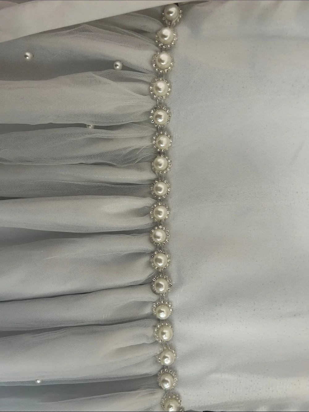 white  Pearl-Trim Dress for Girls